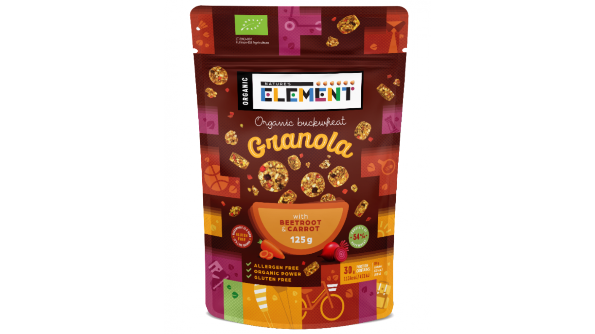 Ekologiška grikių granola su burokėliais ir morkomis, 125g