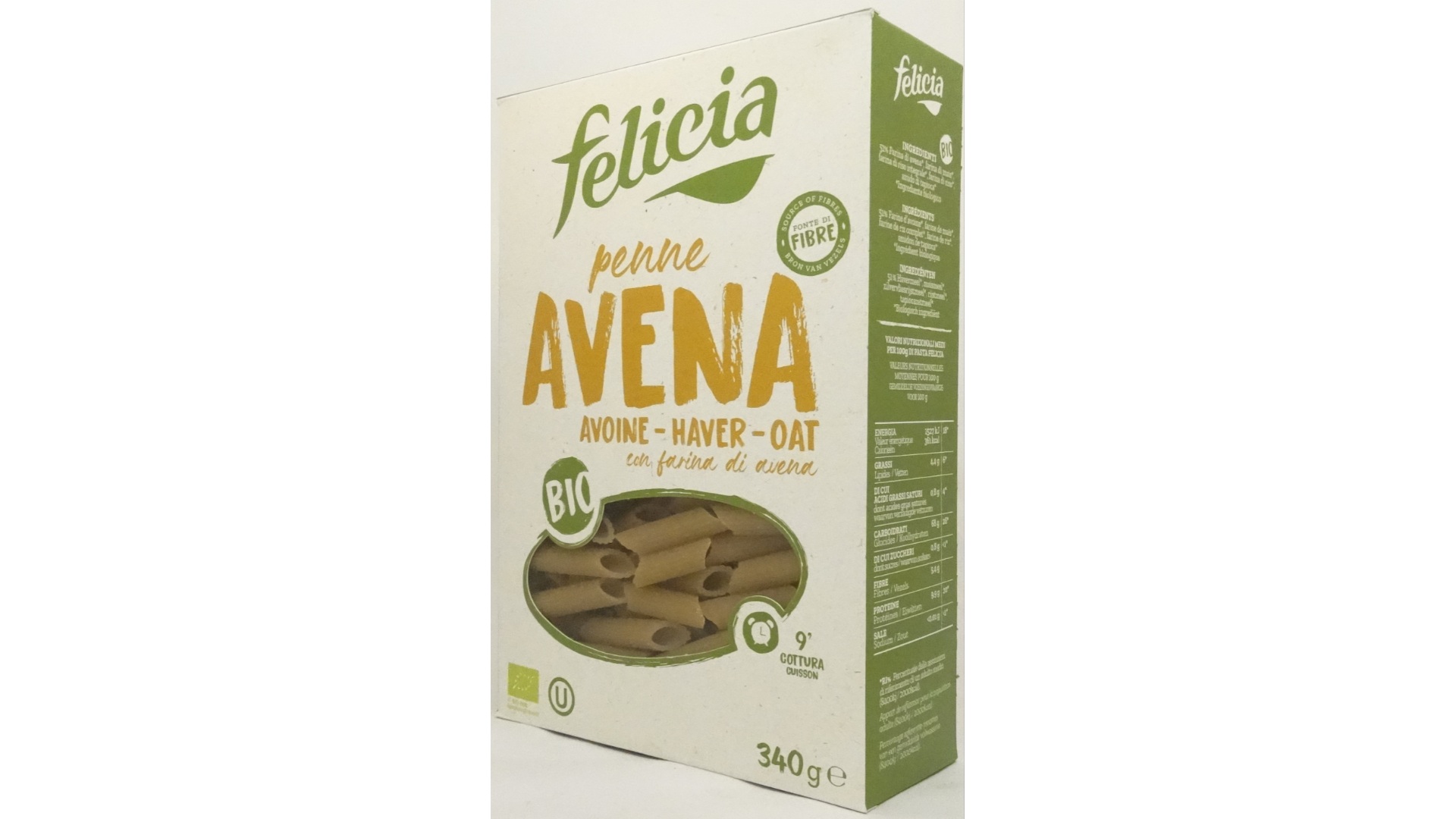 Ekologiški avižų makaronai (penne) FELICIA, 340g