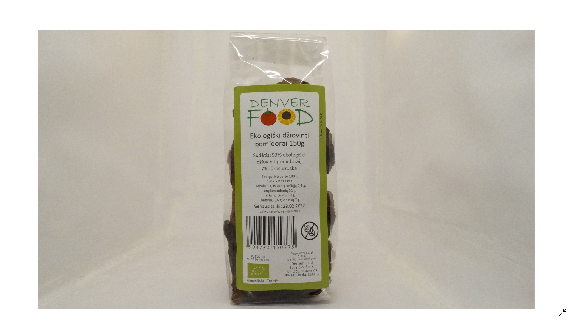 Ekologiški džiovinti pomidorai DENVER FOOD, 150g