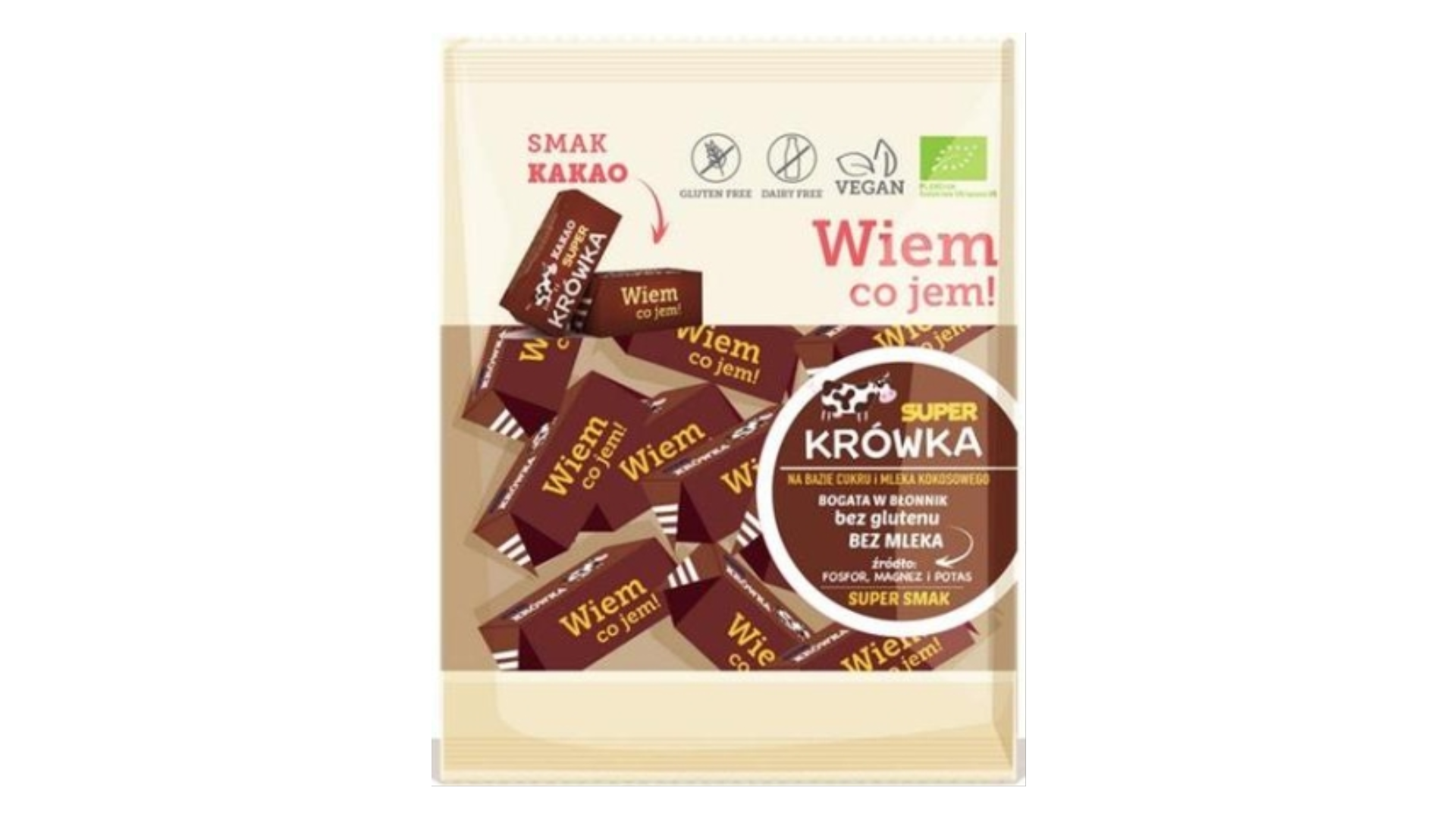Ekologiški kokosų pieno saldainiai „Karvutė Kakao“, 150g