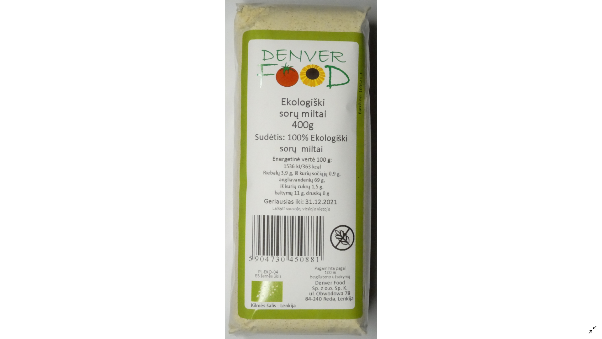Ekologiški sorų miltai DENVER FOOD, 400g