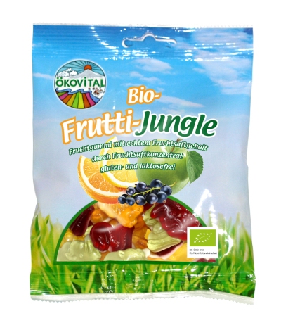 Ekologiški vaisių skonio guminukai – Džiunglės OKOVITAL, 100g