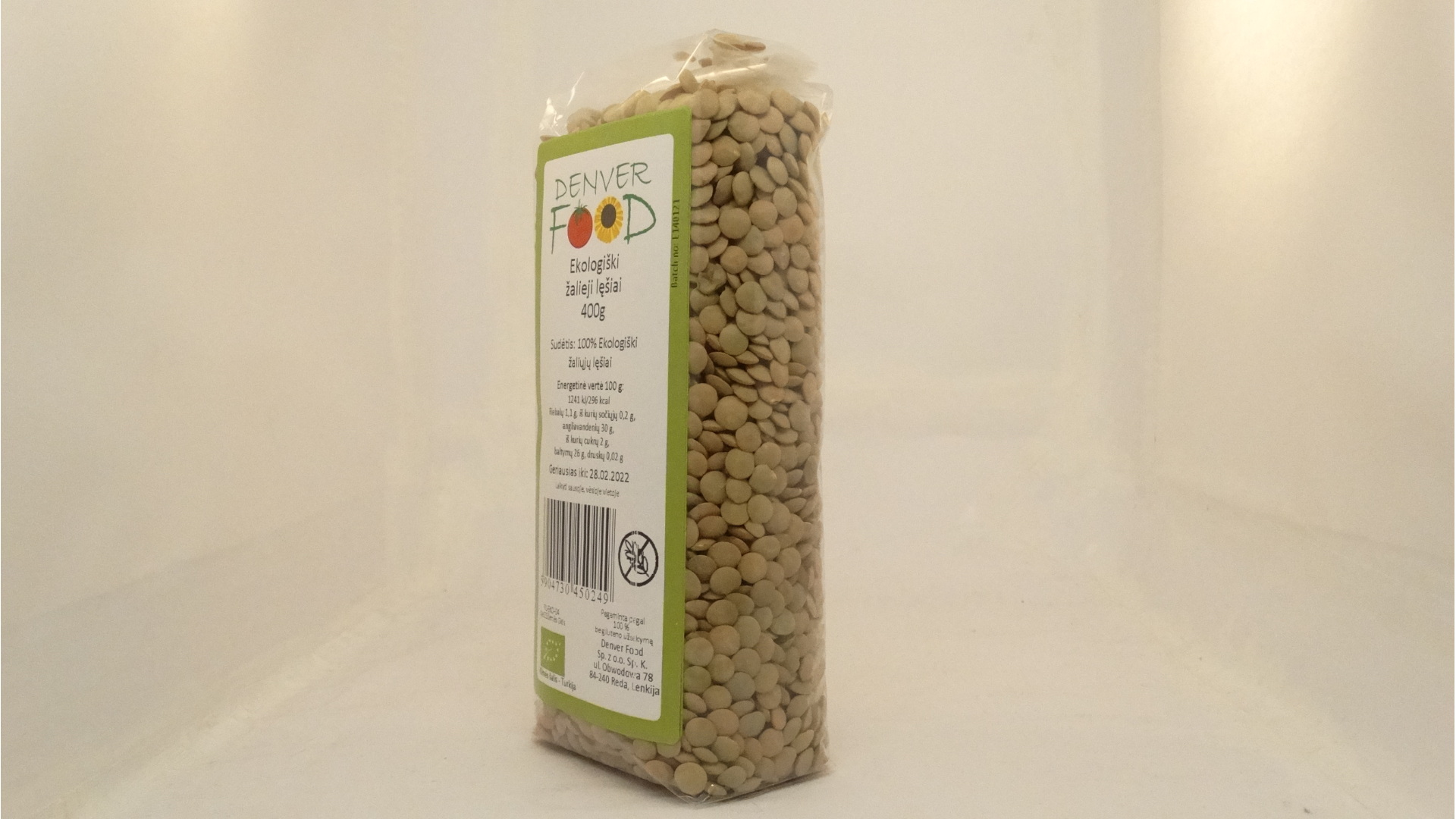 Ekologiški žalieji lęšiai, 400g - Image 2