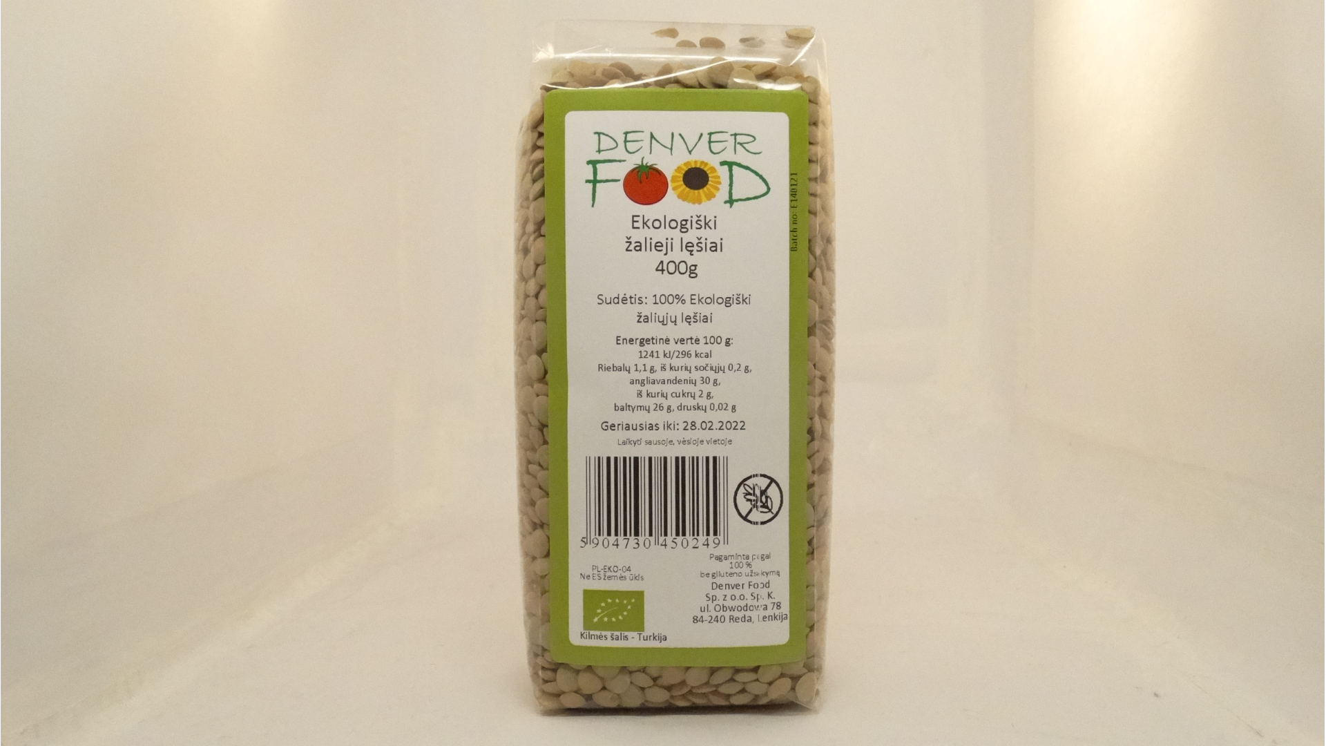 Ekologiški žalieji lęšiai, 400g