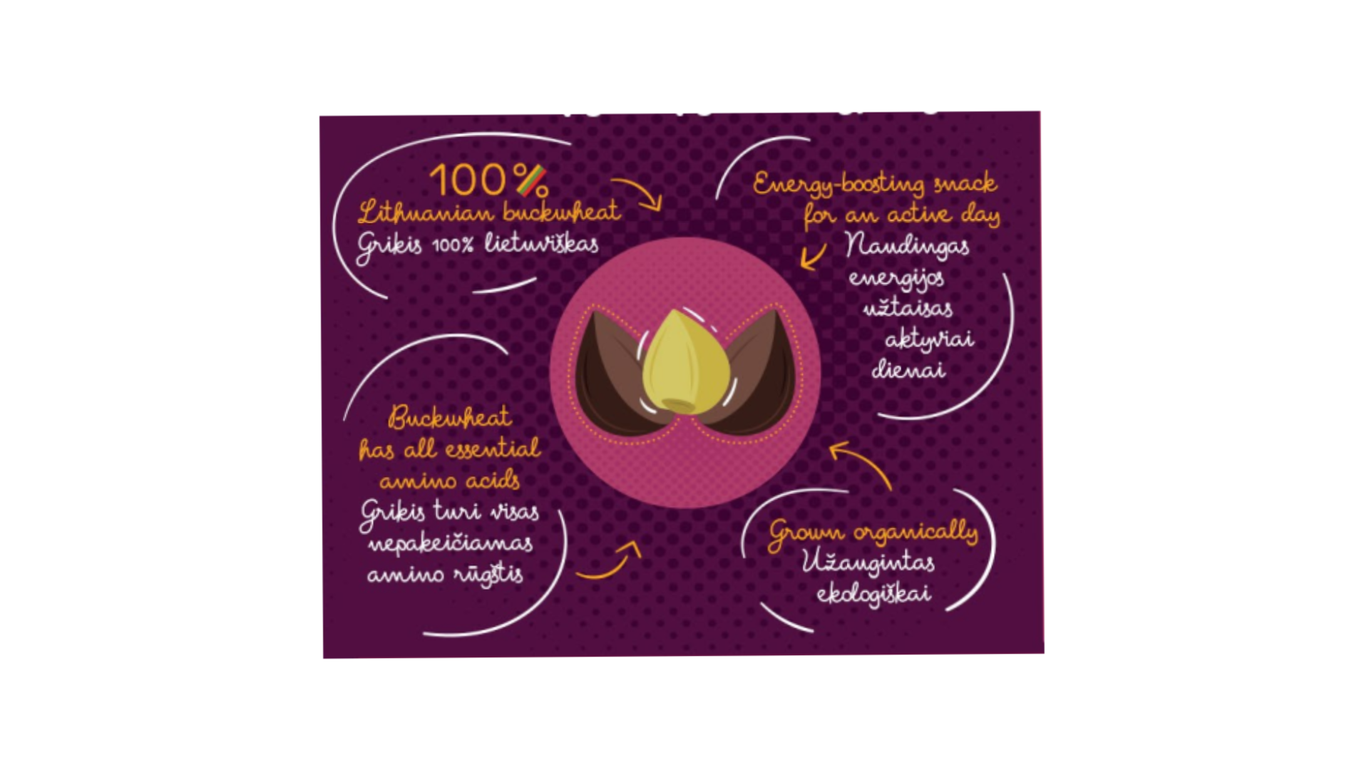 Ekologiška grikių granola su medumi ir spanguolėmis, 125g - Image 2