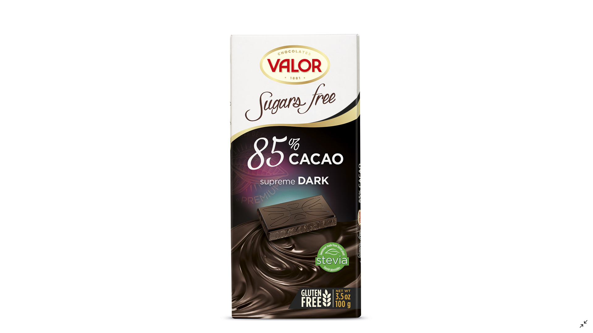 Juodasis šokoladas 85% be pridėtinio cukraus VALOR, 100g