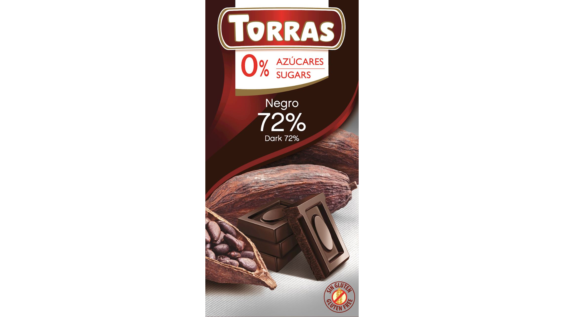 Juodasis šokoladas be pridėtinio cukraus (72%),75g