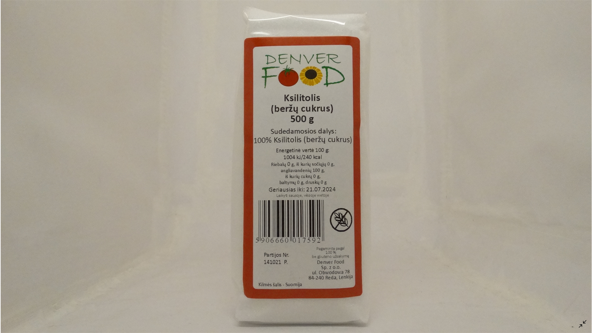 Beržų cukrus (ksilitolis) DENVER FOOD, 500g