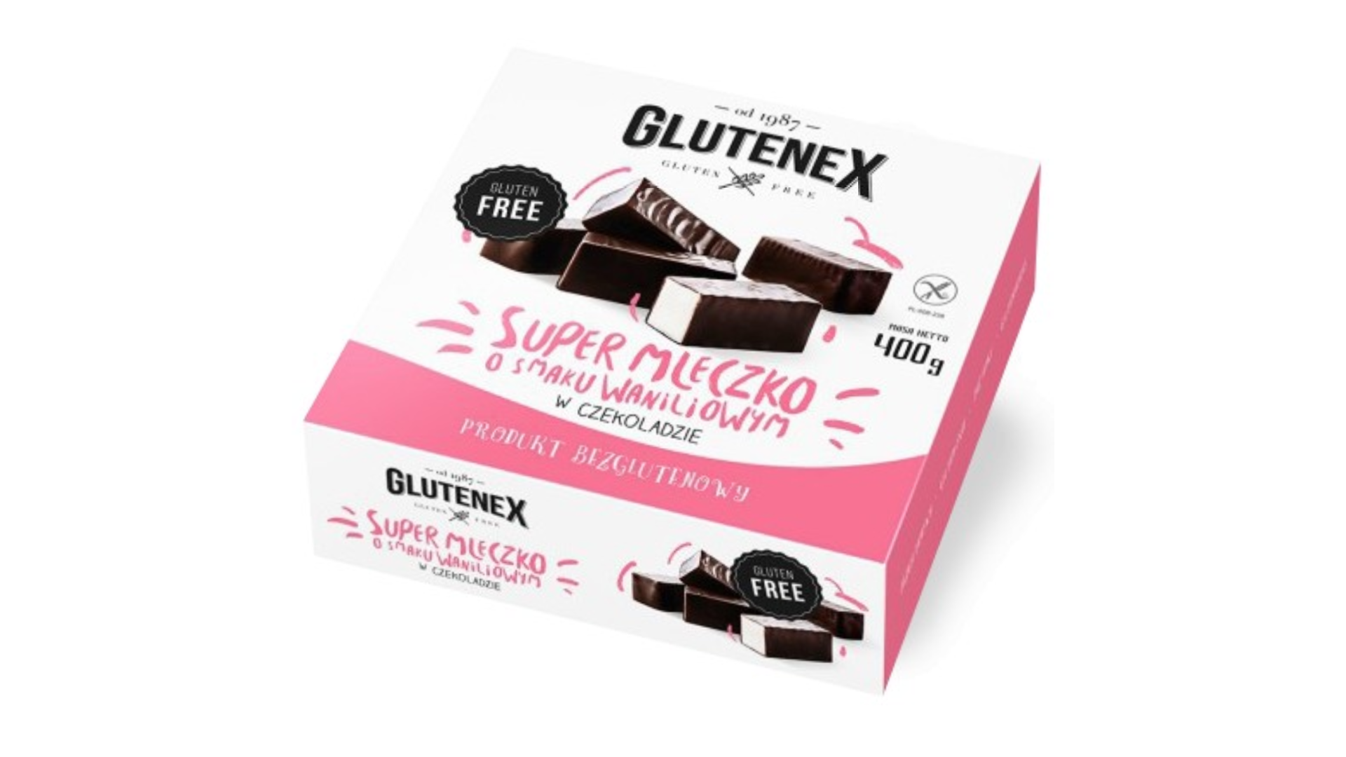 Saldainiai "Paukščių pienas" (vanilės skonio) šokolade GLUTENEX, 400g