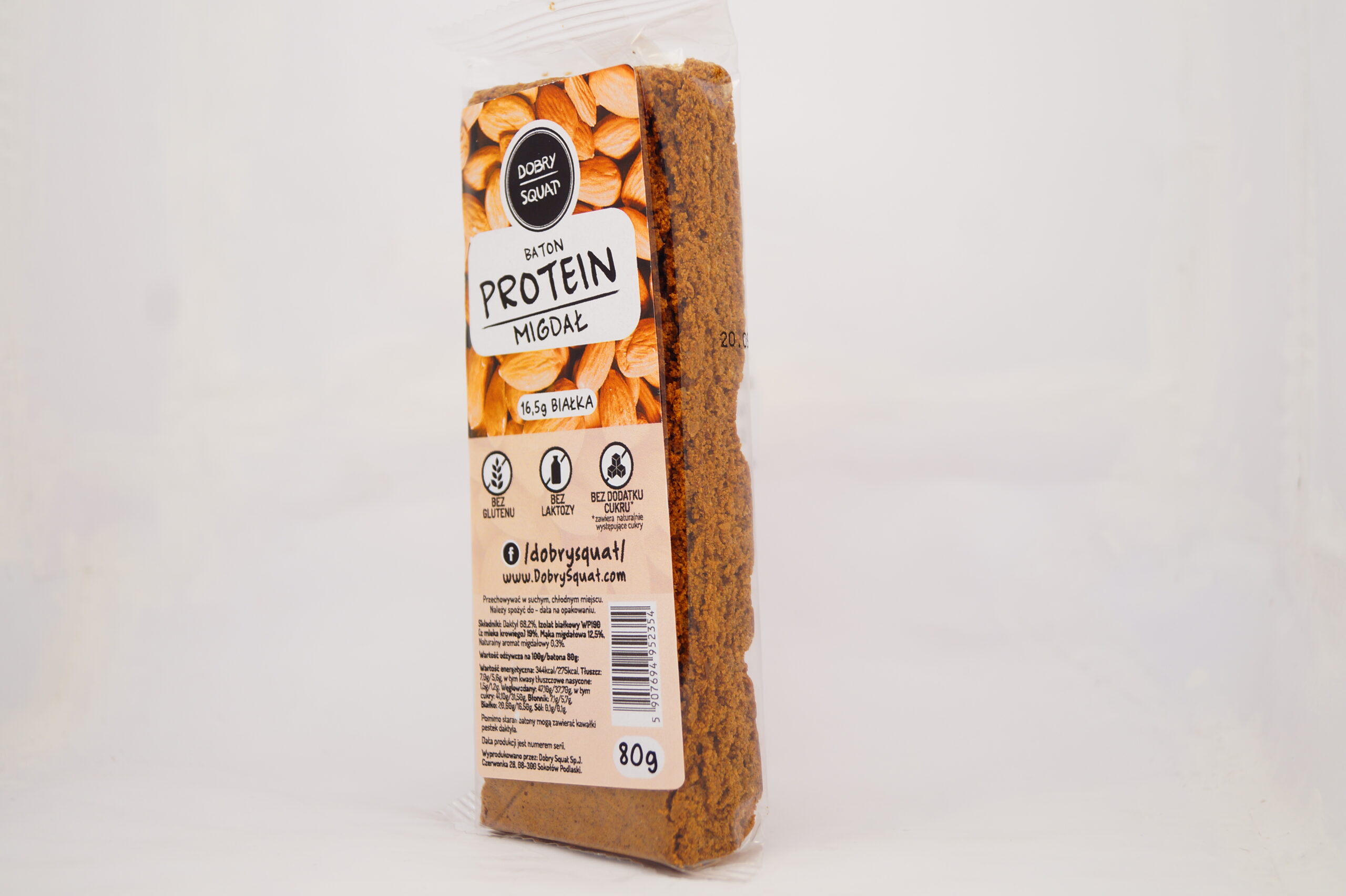 Migdolinis proteinų batonėlis be pridėtinio cukraus, 80g - Image 2