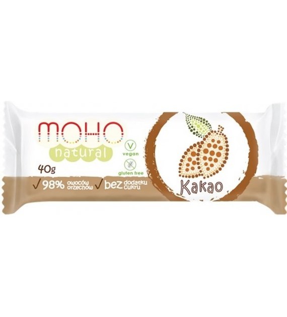Riešutinis - kakavinis batonėlis be pridėtinio cukraus MOHO, 40g