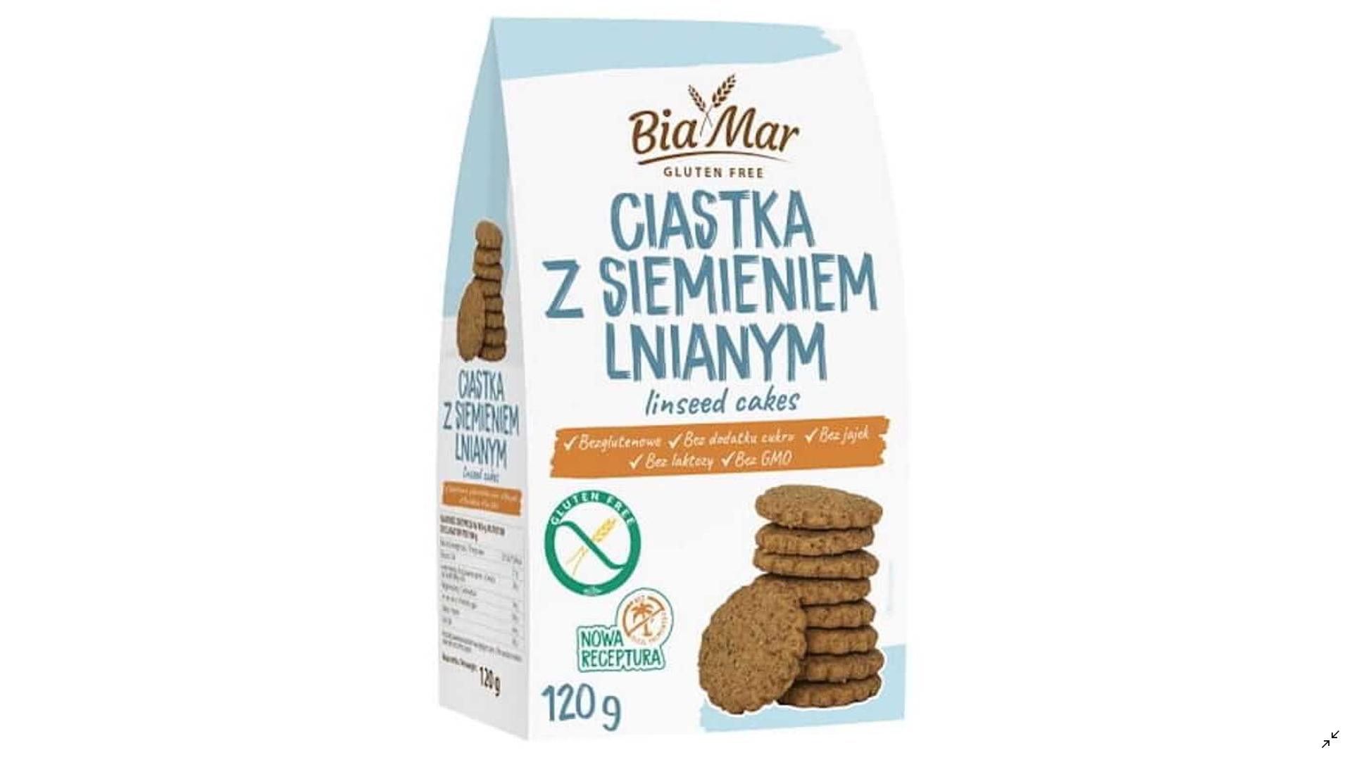 Sausainiai su maltais linų sėmenimis be pridėtinio cukraus Biamar, 120g