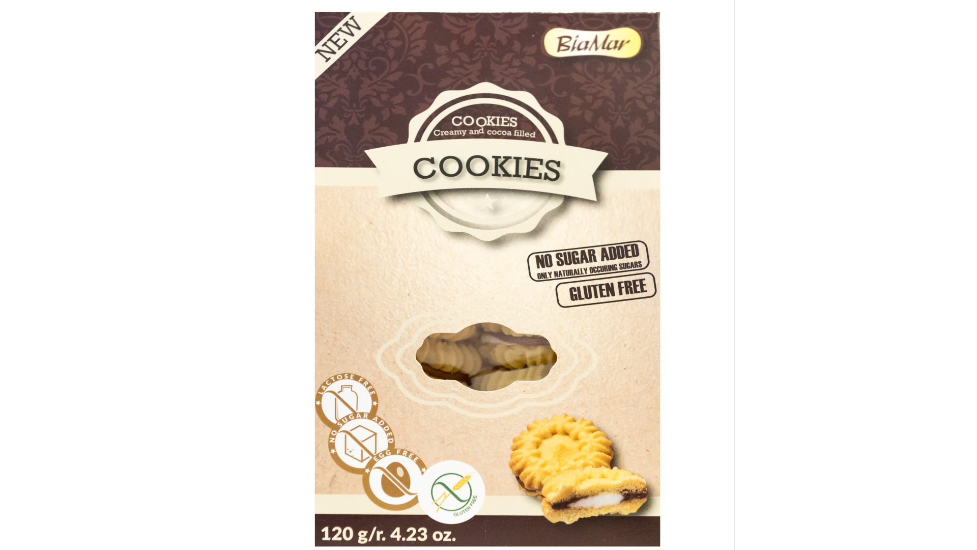 Sausainiai su grietinėlės ir kakavos kremu Biamar, 120g