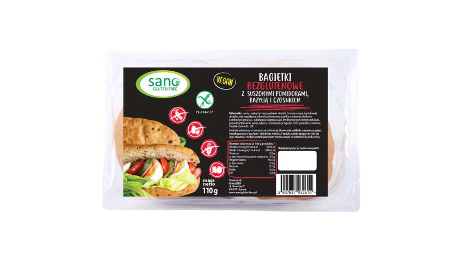 Sumuštinių bandelės su saulėje džiovintais pomidorais, baziliku ir česnaku (2 vnt.) SANO, 110g