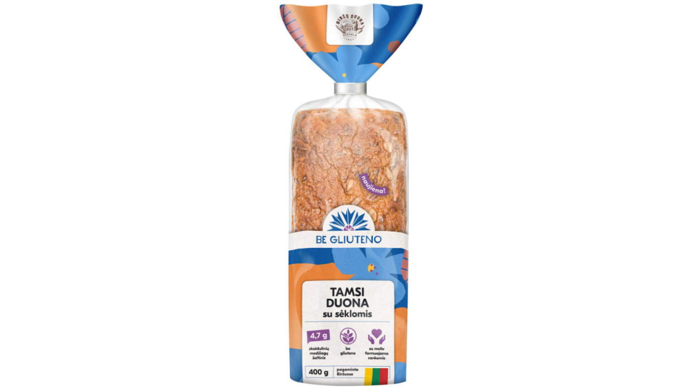 Tamsi duona su sėklomis BIRŽŲ, 400g