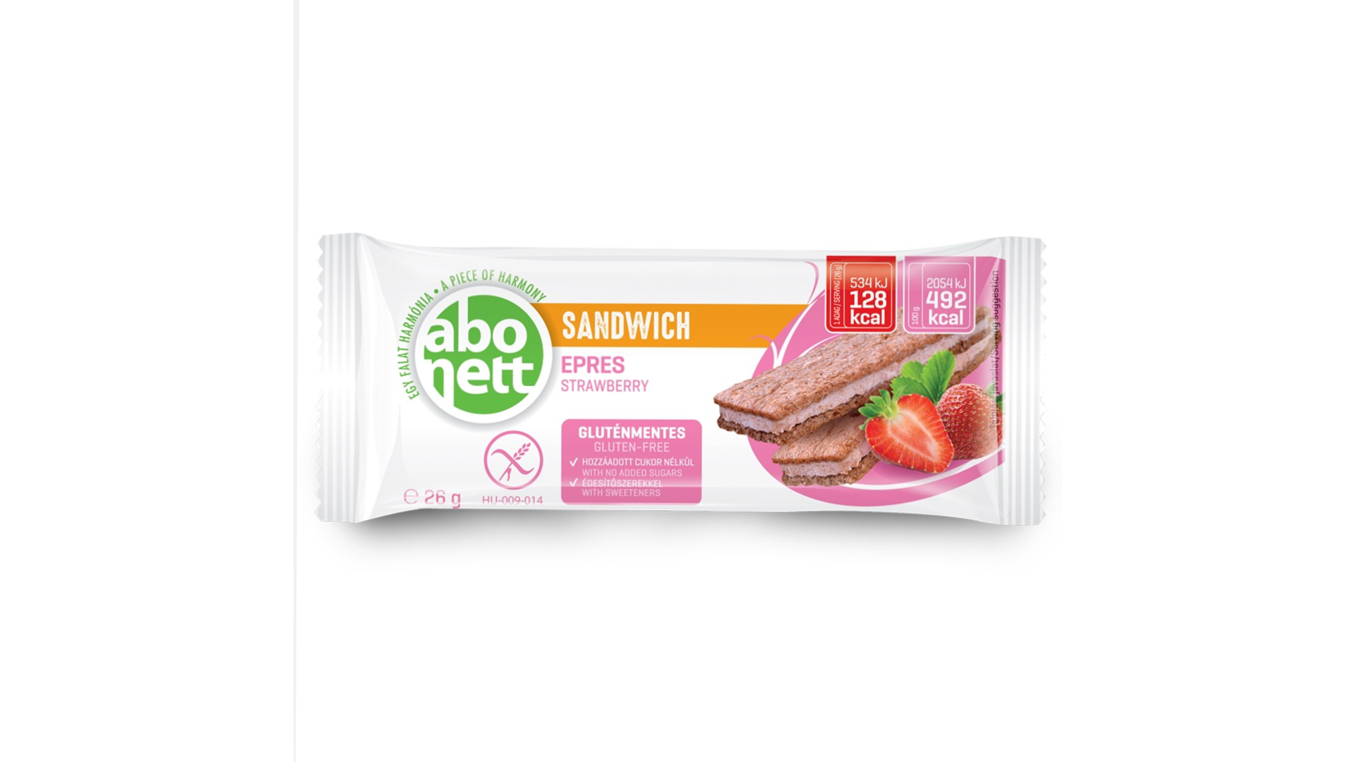 Traški duonelė su braškinio kremo pertepimu ABONETT, 26g