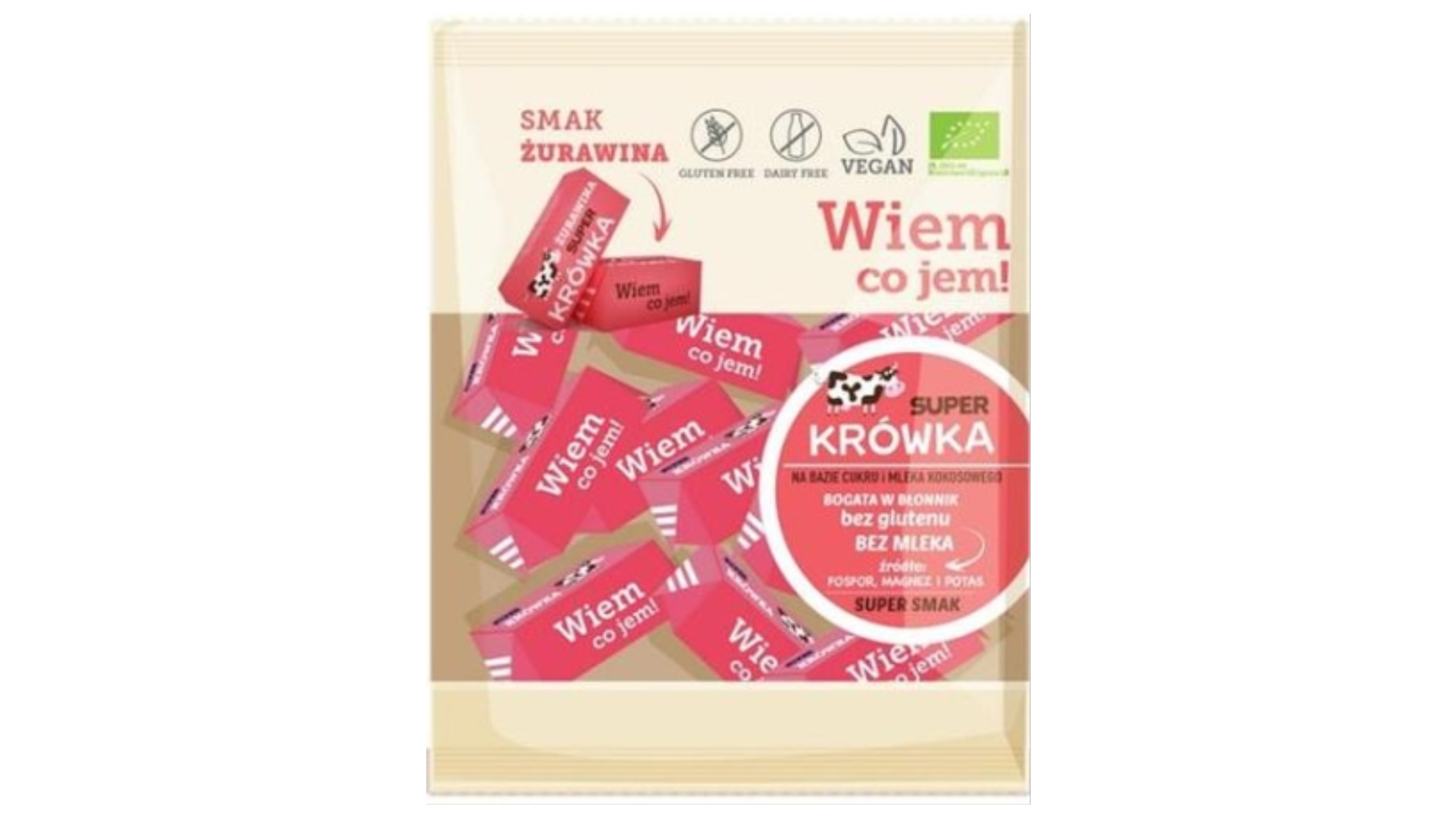 Ekologiški saldainiai „Karvutė spanguolė“, 150g