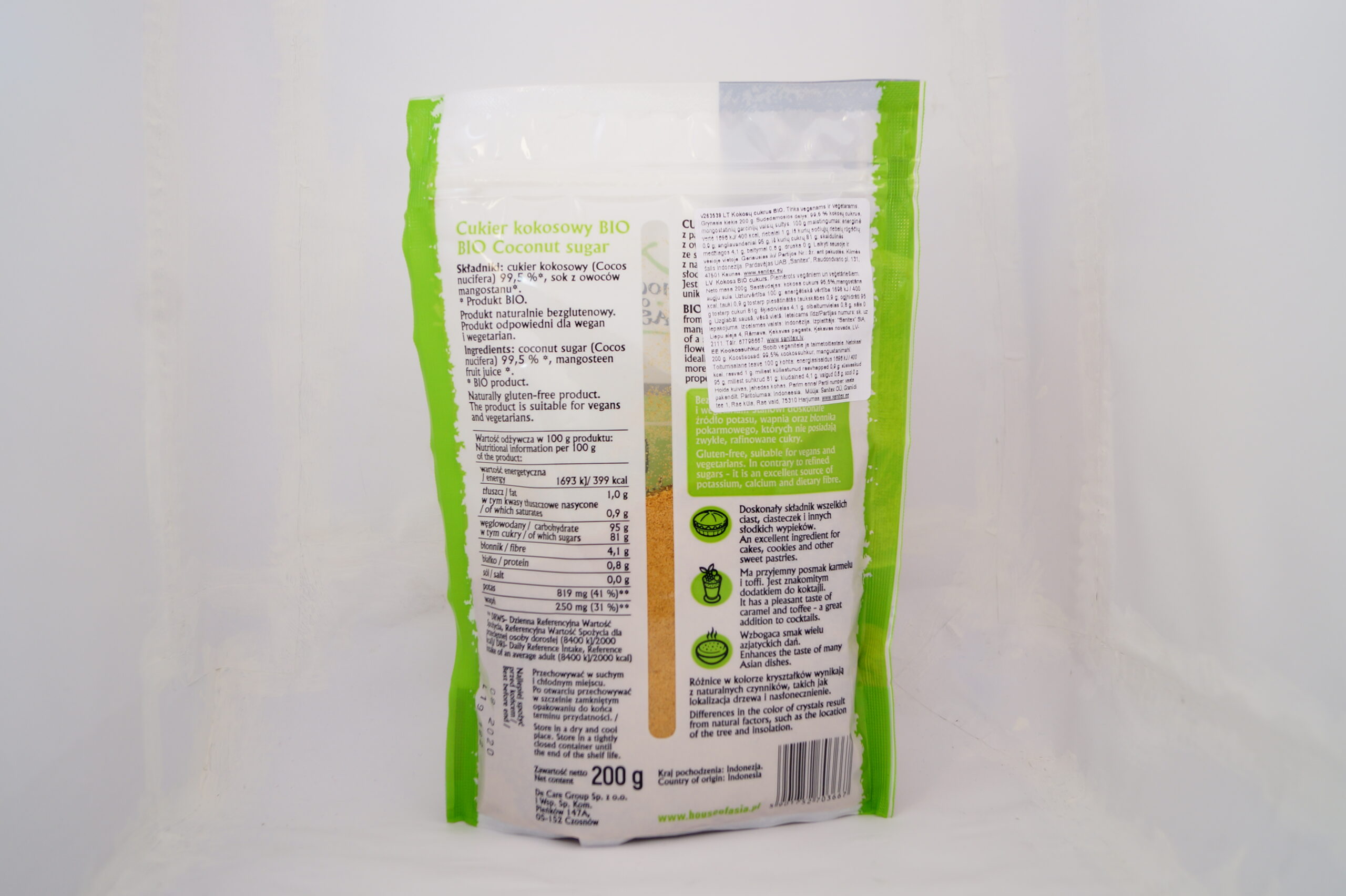 Ekologiškas nerafinuotas kokosų cukrus, 200g - Image 2