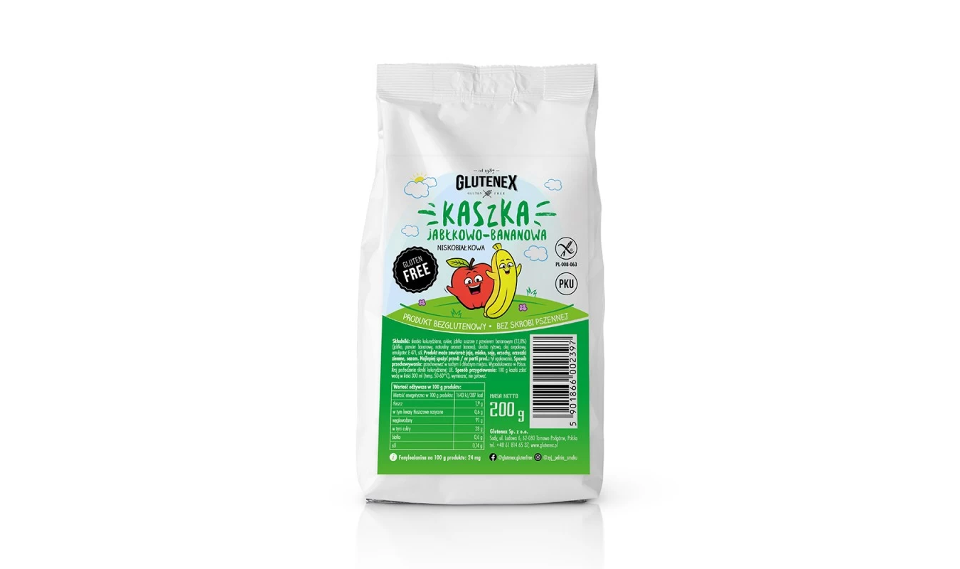 Košė su obuoliais ir bananais GLUTENEX PKU, 200g