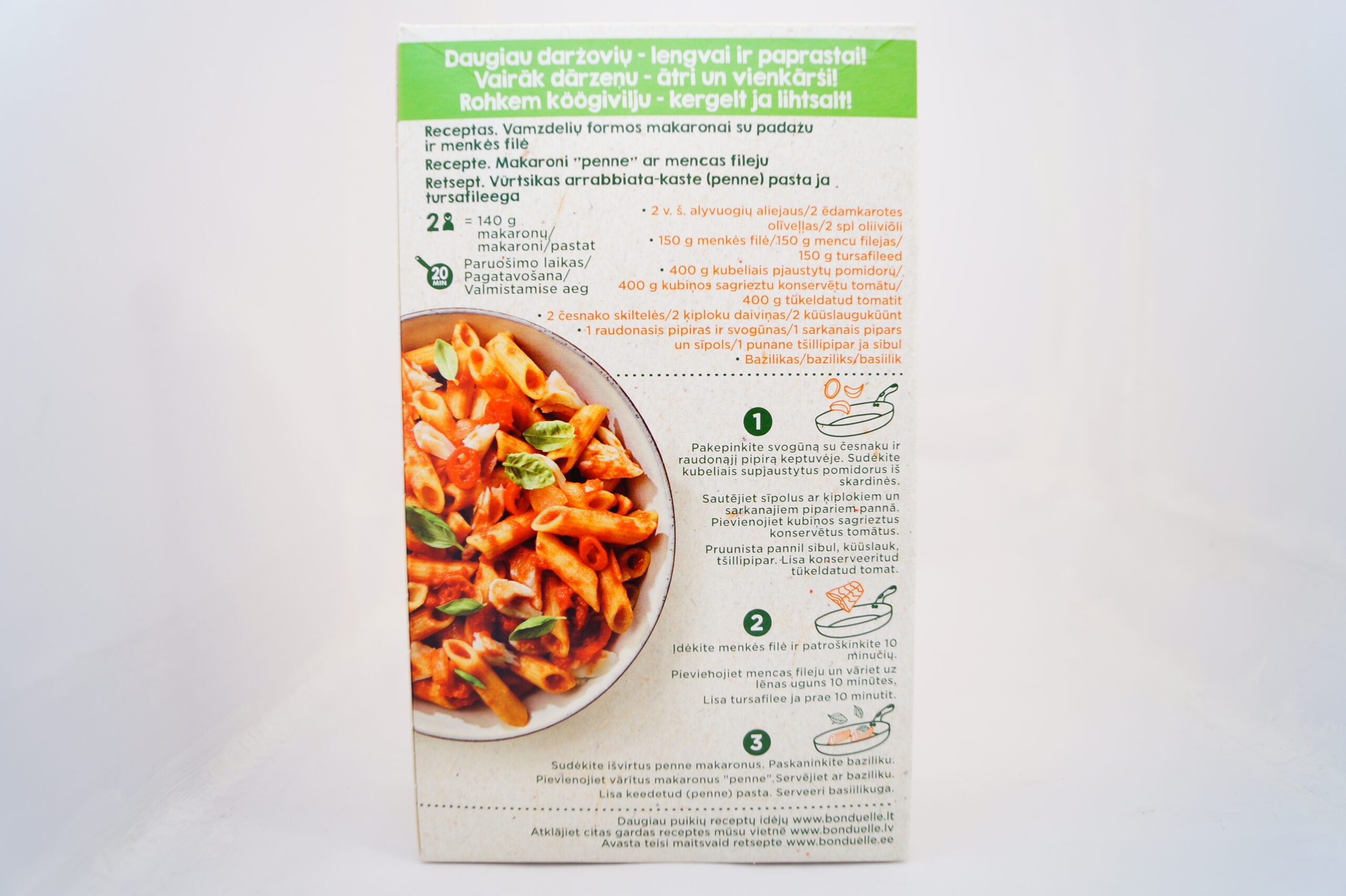 Makaronai iš raudonųjų lęšių ir morkų BONDUELLE, 250g - Image 2