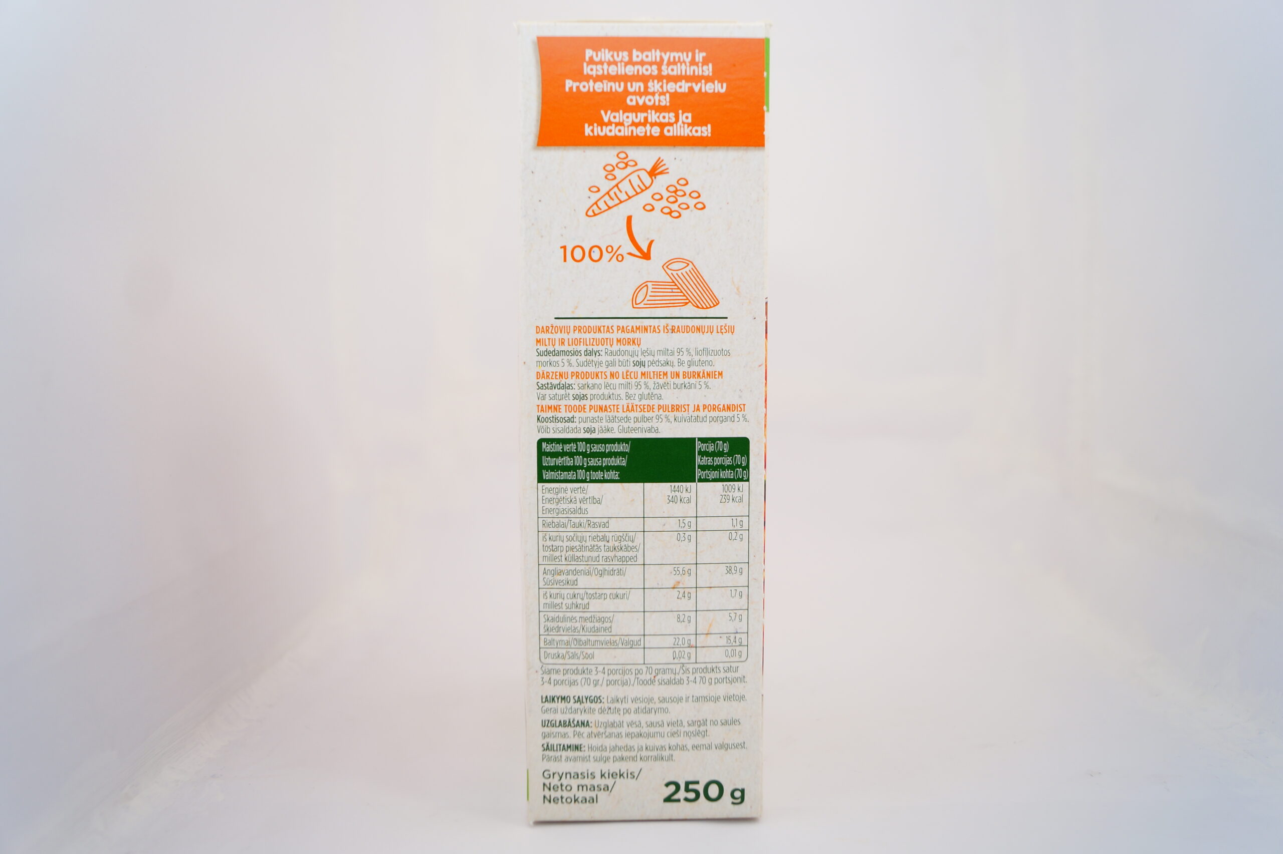 Makaronai iš raudonųjų lęšių ir morkų BONDUELLE, 250g - Image 3