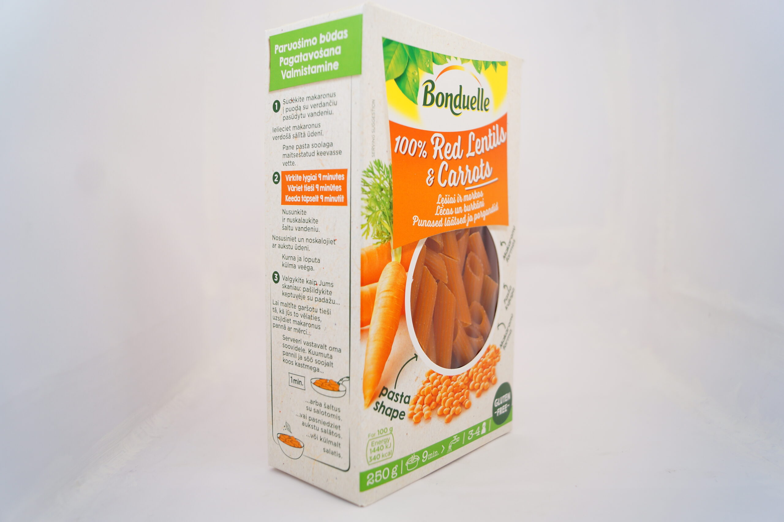 Makaronai iš raudonųjų lęšių ir morkų BONDUELLE, 250g - Image 4
