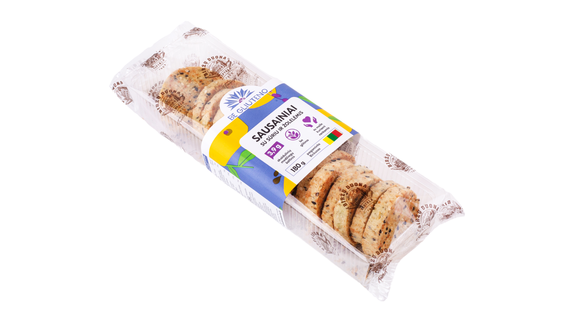 Sausainiai su sūriu ir žolelėmis BIRŽŲ, 180g