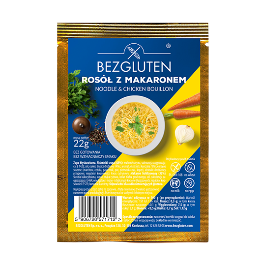 Greito paruošimo vištienos sriuba su makaronais BEZGLUTEN, 22g