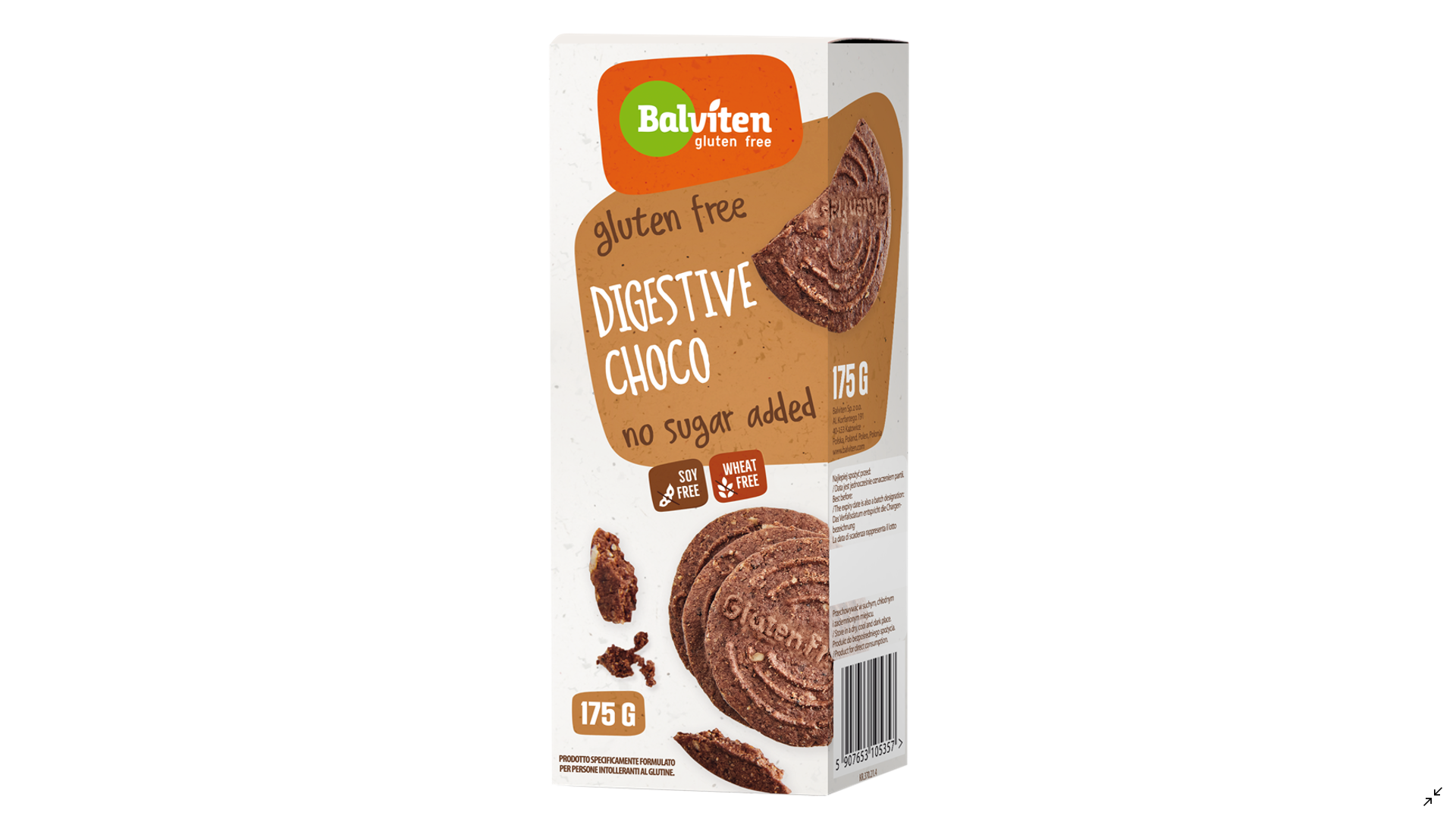 Šokoladiniai sausainiai be pridėtinio cukraus BALVITEN, 175g